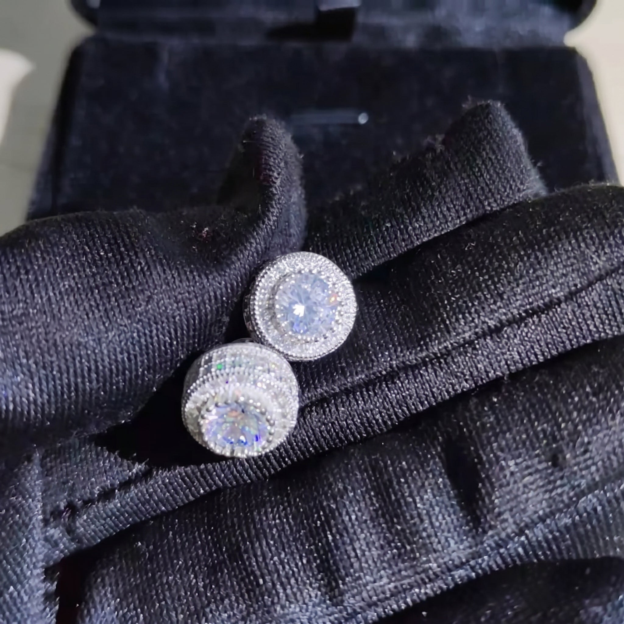 Round Full Diamond Hollow Earrings