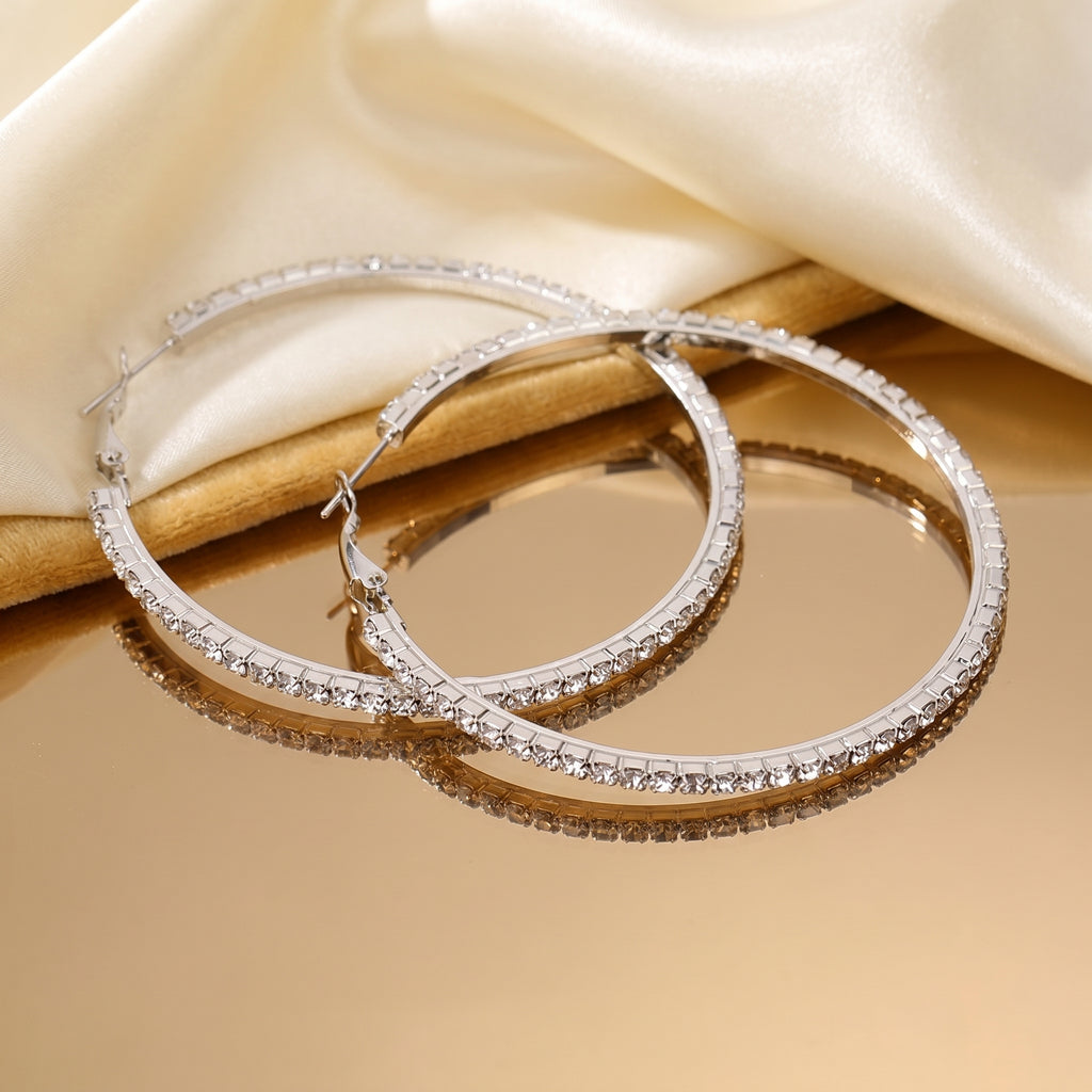 Big Full Diamond Circle Earrings