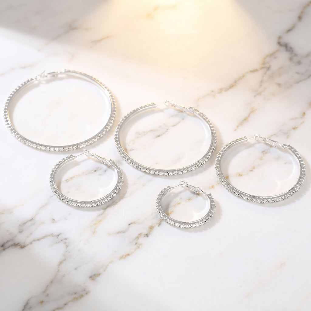 Big Full Diamond Circle Earrings