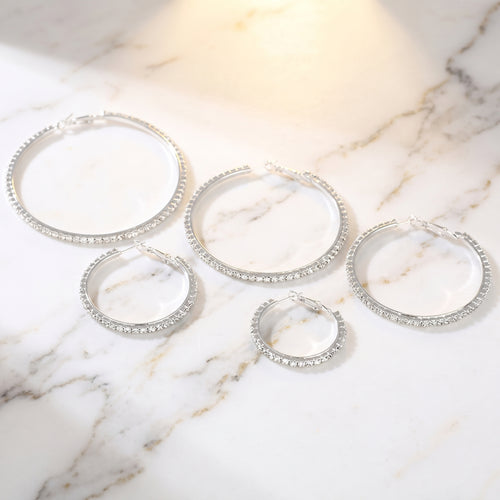 Big Full Diamond Circle Earrings